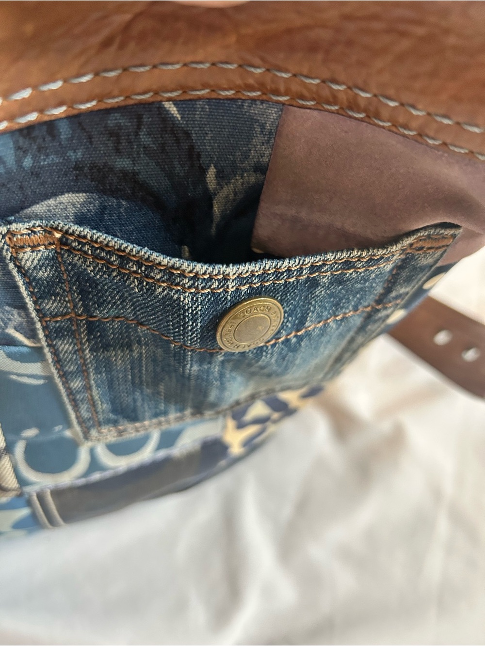Coach Patchwork Denim and Brown Leather Crossbody - Picture 8 of 17